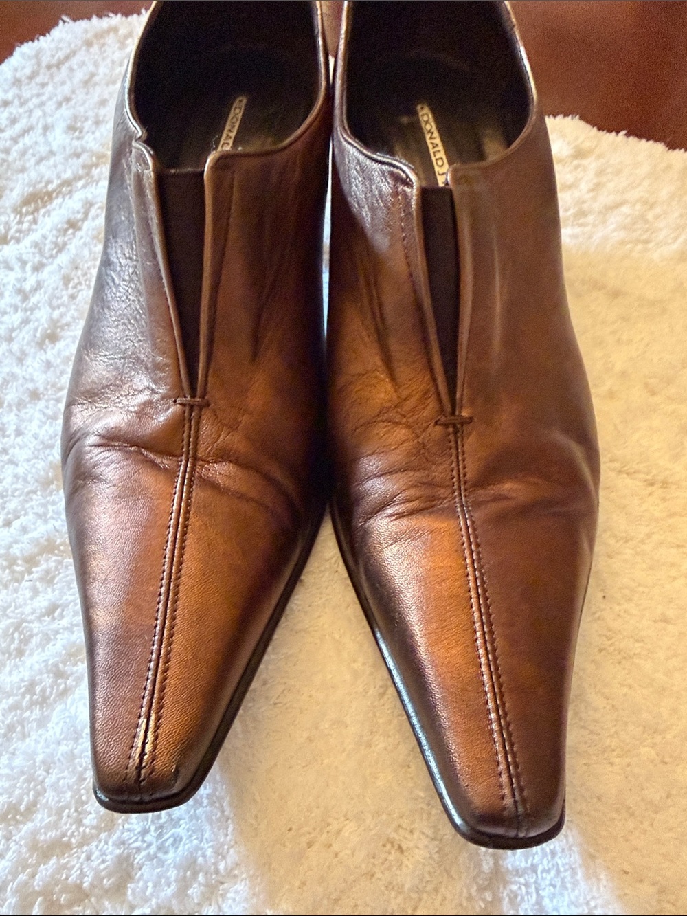 Donald J. Pliner Women's Brown Leather Heeled Ankle Boots - Picture 6 of 10